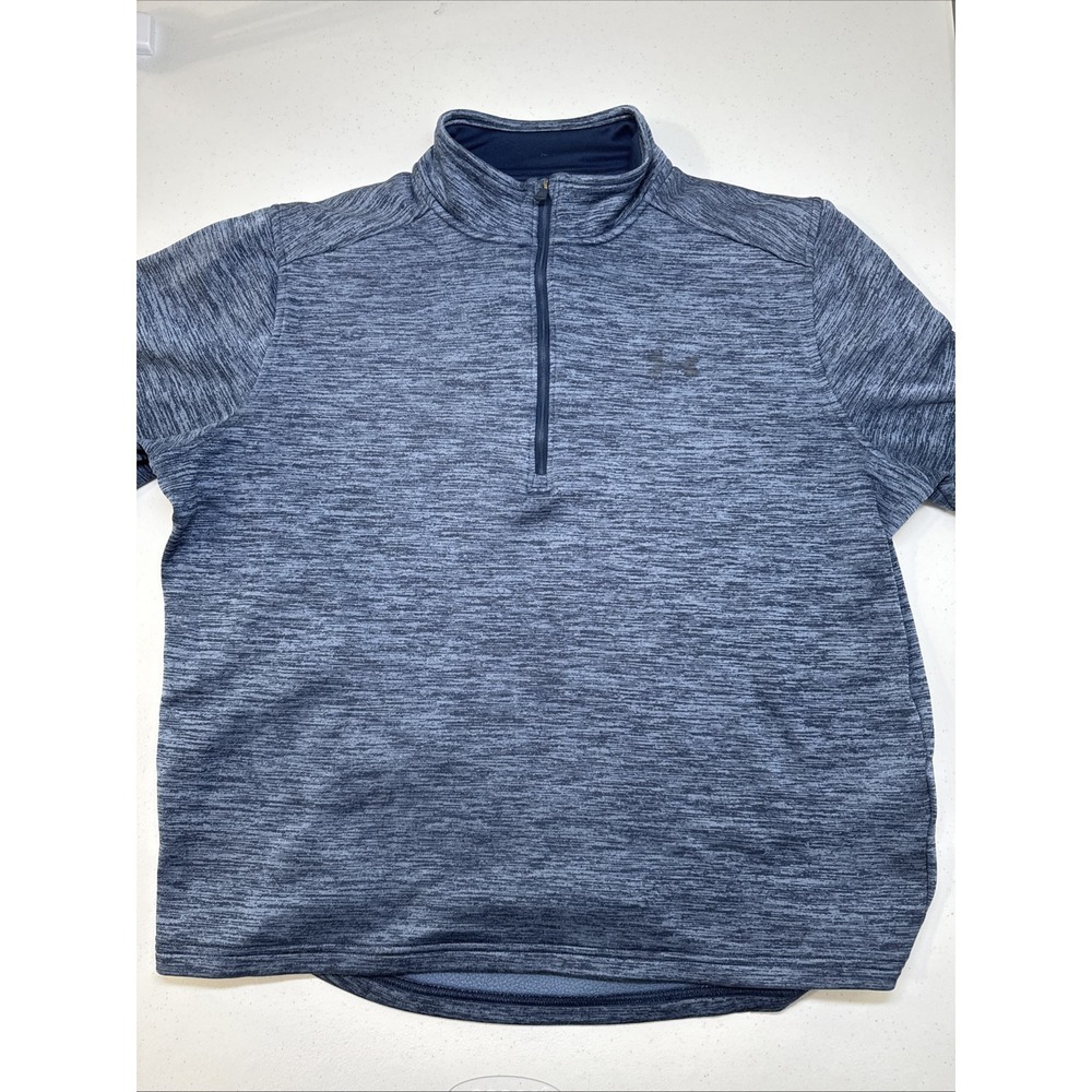 Under Armour Men Blue quarter zip sweater pullover Coldgear loose large athletic
